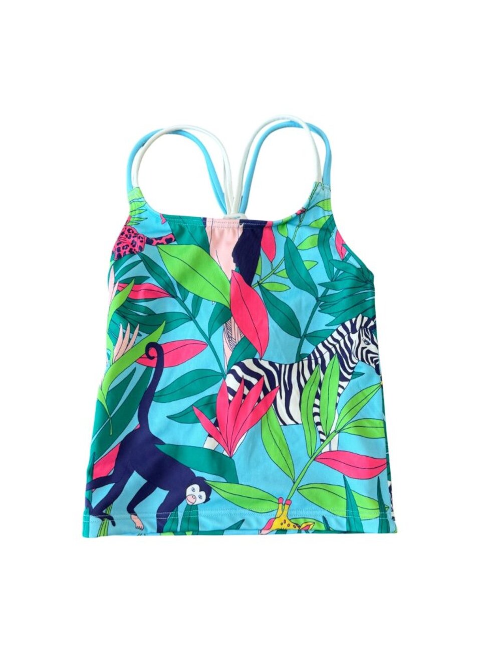 MINI BODEN Jungle Print Tankini Top Girls 4-5 110cm Monkey Tiger Swim Tank 4T 5T
